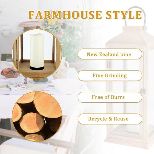 Bdor Large 22.5 Inch Decorative Lanterns with Flameless Pillar Candles, IP65 Waterproof Wooden Lantern for Home Decor, Indoor Outdoor, Front Porch, Garden, Farmhouse, Wedding Use