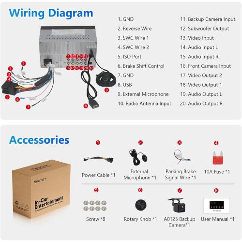 Eonon 7'' Double Din Car Stereo Wireless CarPlay & Wireless Android Auto Car Audio Receivers with AHD Backup Camera, Built in DSP, Bluetooth, MirrorLink, SWC, FM/AM, Fast Charge - X3
