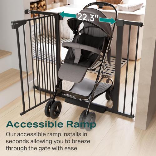 Cumbor 36 Extra Tall Baby Gate, 30-46 Dog Gate Indoor Black | Dual Lock Pet Gates with Wide 2-Way Door, Pressure Mounted Safety Gate for Babies & Pets, Fits Doorways, Stairs, and Entryway