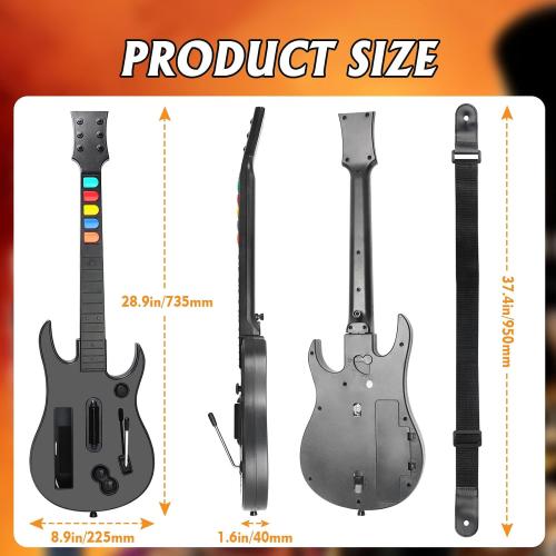KYAYUGM Wii Guitar Compatible for Nintendo Wii, Supports for Guitar Hero and Rock Band Games. - black（Rock Band 1 is Not Supported）