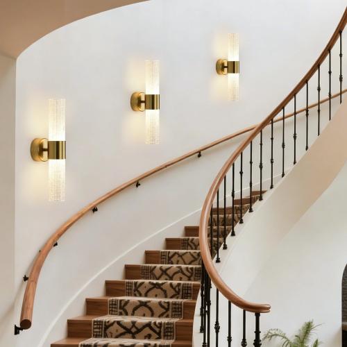 Crystal Sconces Wall Lighting, Gold Wall Sconces Set of 2, LED Crystal Sconces Set of 2, Wall Lights for Bedroom Modern, for Bedroom, Living Room, Dining Room, LED 0-32W with Light Source