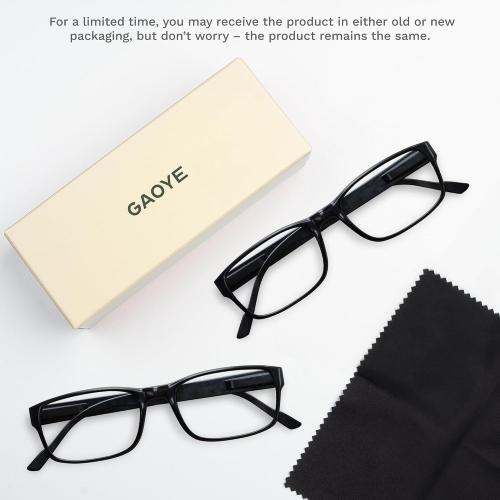 Gaoye  2.5 2-Pack of Reading Glasses - Blue-Light Filter, UV Protection - Readers with Rectangle Frames