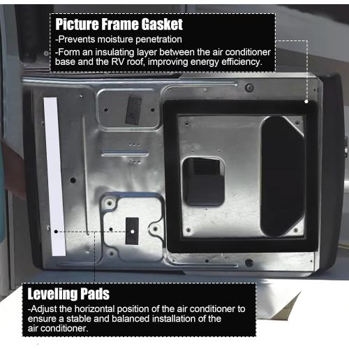 Universal RV Roof Air Conditioner Gasket Kit, 14x14in Camper Roof A/C Gasket Kit - Waterproof Compression Seal Insulation - Self-Adhesive Picture Frame Gasket and Leveling Pads
