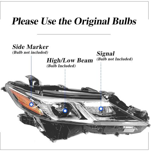 ILAMP Headlight Fit For 2018 2019 2020 Toyota Camry L/LE/SE 2018 2019 2020 Projector LED Headlamp (Right Passenger) W/Clear Lens RH 81110-06C40 CM17A01-4R