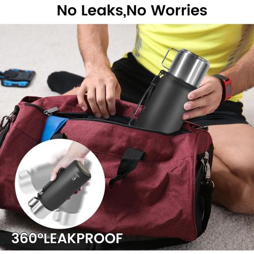 20oz Stainless Steel Vacuum Insulated Water Bottle with Handle & Lid,Thermo for Hot Drinks/Cold Drinks, Leakproof Travel Flask with Cup,for Camping, Office