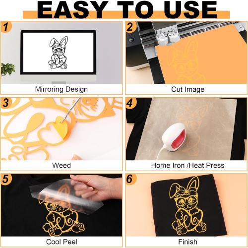 CAREGY HTV 12 x 25ft Roll - Iron On Heat Transfer Vinyl (Orange Yellow)