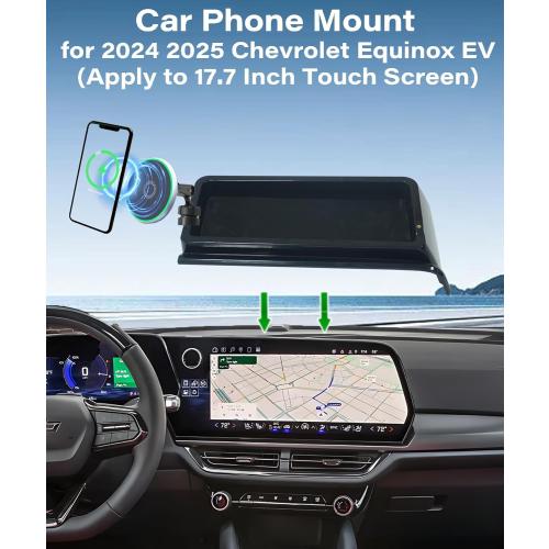 Car Phone Holder for Chevrolet Equinox EV 2024 2025 Accessories Apply to 17.7 Inch Touch Screen 15W Fast Wireless Charger Screen Fixed Clip Cell Phone Mount with Dashboard Storage Tray