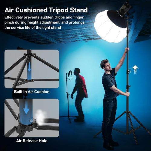 13.1' Heavy Duty Light Stand Photography, Sdfghj 157.2in/4m Adjustable Metal Professional Sky High Tripod with Air Cushioned with 1/4& 3/8 Screw Adapter Compatible with Most DSLR Cameras