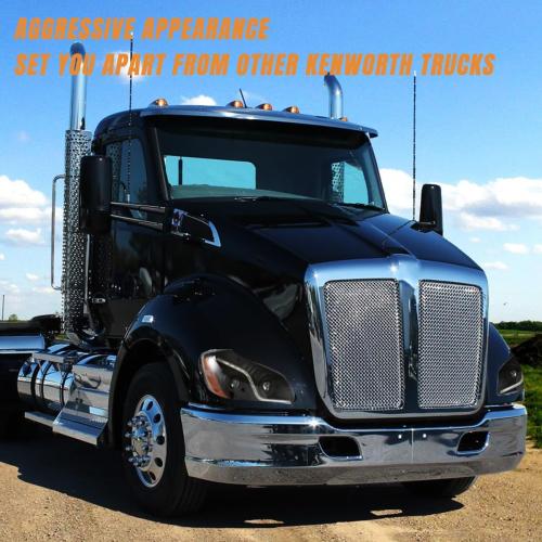 Pair Headlights Assembly for Kenworth T680 2013-2021 LED Projector Headlamps Replacement Left Driver and Right Passenger （Black）