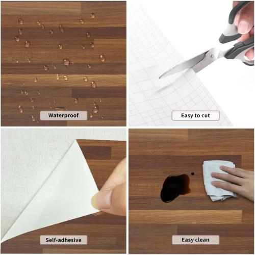 Fun Stick Wood Wallpaper Butcher Block Peel and Stick Contact Paper Self Adhesive Wall Paper Removable Vinyl Film for Countertop Table Cabinets 16x78.7