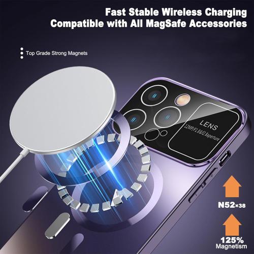 Magnetic Privacy Case for iPhone 14 Pro Max with Full Camera Lens Protector [Safety Buckle Lock] [Compatible with MagSafe] Anti Peep Privacy Screen Protector Double Sided Glass Mag-Safe Phone Case