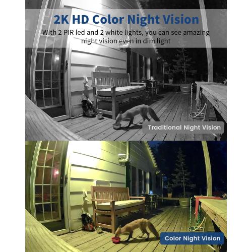 Security Cameras Wireless Outdoor, Battery Powered 2k Color Night Vision, AI Motion Detection Spotlight Siren, IP66 Weatherproof, 2-Way Talk, SD/Cloud Storage, 2.4Ghz WiFi Cameras for Home Security