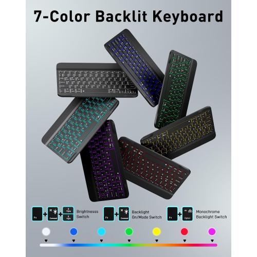 TUNKARMOR for iPad 9th / 8th / 7th Generation 10.2 inch & iPad Air 3rd Gen & iPad Pro 10.5 inch Case with Keyboard 7 Color Backlit - Built in Pencil Holder with Mouse (Black)