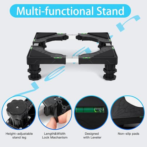Nefish Mini Fridge Stand Universal Raised Base Adjustable Refrigerator Stands with 4 Strong Feet Washing Machine Pedestal Multi-Functional Bases for Dryer (Black)