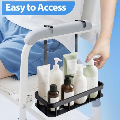 Shower Caddy Hanging, Showers Organizer Rack for Chair Bench for Elderly Seniors Disabled Shower Chair- Black