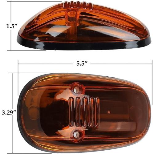 Banpo 5 X Cab Marker Light, Amber Lens Amber LED Housing Cab Roof Running Lights, Accessories Light Sets w/Wiring Pack Compatible with 1999-2002 Dodge Ram 2500 3500 Pickup Trucks