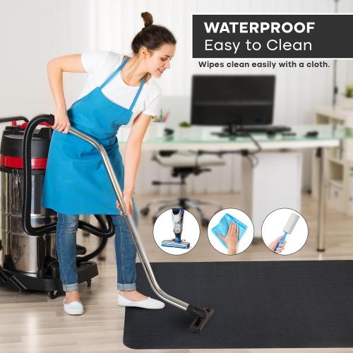 Office Chair Mat for Hardwood Floor: 53x45 Large Black Rolling Chair Mat for Hard Wood and Tile Floor, Anti-Slip Heavy Duty Floor Protector Mat Under Computer Desk, Easy Glide Chair Mat for Home