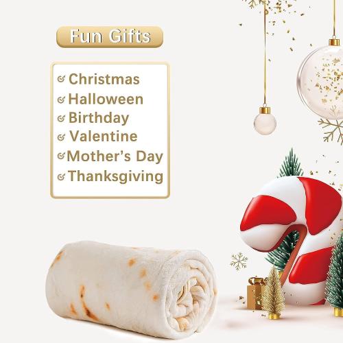 Burrito Baby Blanket, Tortilla Swaddle Blanket, Taco Blanket for Newborn Toddler, 285 GSM Soft Flannel Wearable Wrap Funny Gifts for Baby Shower & First Christmas Boy Girl 0-3 6 9 Months