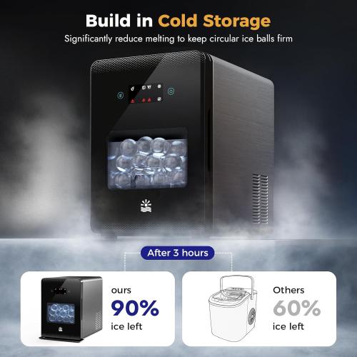 2'' Clear Ice Ball Maker – 4 Ice Spheres in 35min, 144 pcs/Day, Auto&Manual Fill, Fast Ice Machine with LCD Touch Panel, Self-Cleaning, Quiet Home & Bar Ice for Whiskey Bourbon Parties