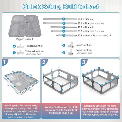 Inaya Baby Playpen with Mat, 71 x 59-inch Extra Large Play Yard for Baby and Toddler, Safety Play Fence, Large Indoor & Outdoor Activity Center for Kids, Breathable Mesh, Anti-Fall&Anti-Slip