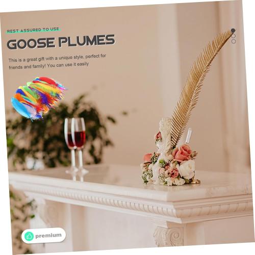 IWOWHERO 120pcs Decorative Goose Plume for Crafts Wedding Decorations and Soft Natural Elegant Colors for Floral Arrangements and Accessories