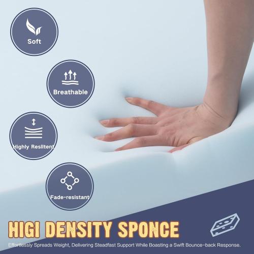 YIJIAN HOME Outdoor Bench Cushion 4 inches Memory Foam Waterproof Patio Furniture Bench Cushion Porch Swing Cushion with Handle and Adjustable Strap, 60 x 18 Inch Navy