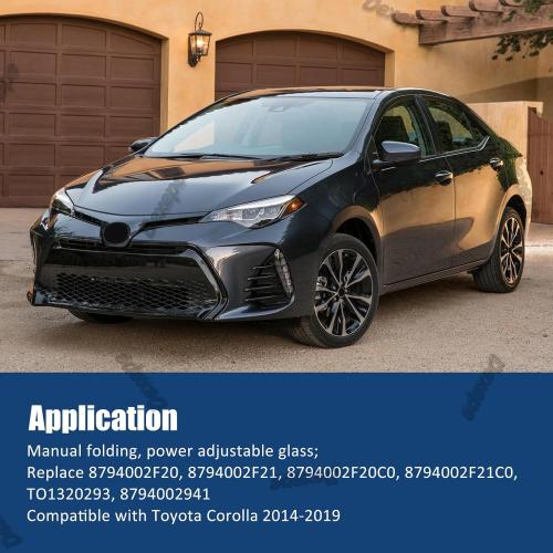 Driver Side Mirror Assembly Compatible with Toyota Corolla 2014-2019 Non-heated Power Adjustable Glass Replace 8794002F20, 8794002F21, TO1320293, 8794002941 Black (3Pin Left)