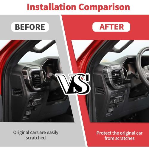 Jimen Compatible with Ford F150 2021-2024, 3PCS Center Console Dash Panel Dashboard Cover Interior Trim Accessories (Black Wood Grain)