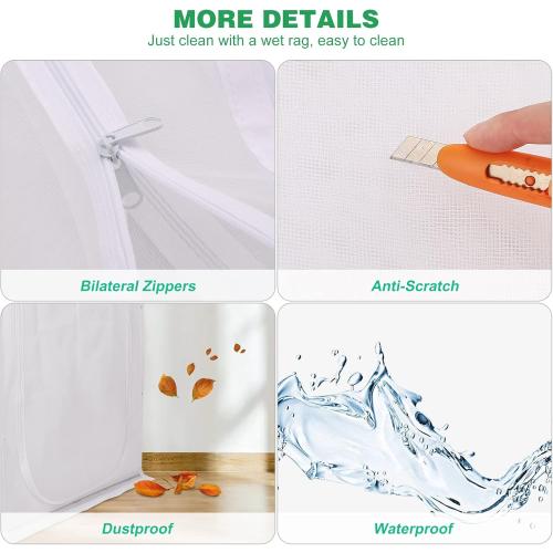 Reinforced Cat Screen Door, 38X83” Heavy Duty Pets Proof Screen Door with Bilateral Zipper, Prevent Dogs Cats Running Out from Home, Bedroom, Living Room, Kitchen Patio Door (White)