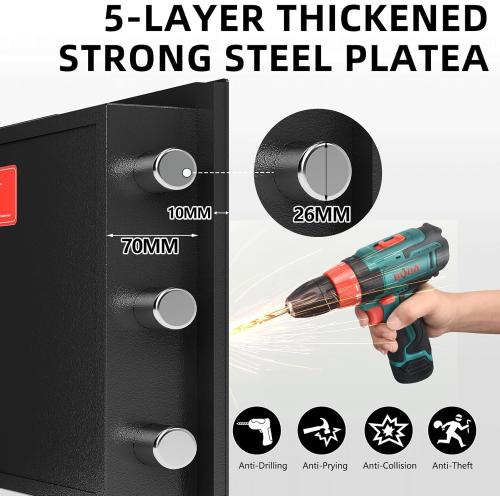 2.8 CUB Drop Safe for Business, Electronic Safe Box with Digital Combination and Anti-Fishing, Depository Safes with Fireproof Waterproof Document Bag, Security Safe for Slips Expense Office Home