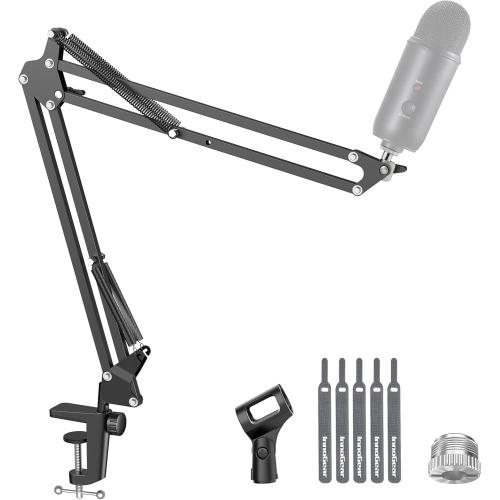 InnoGear Boom Arm Microphone Mic Stand for Blue Yeti HyperX QuadCast SoloCast Snowball Fifine Shure SM7B and Other Mic, Black