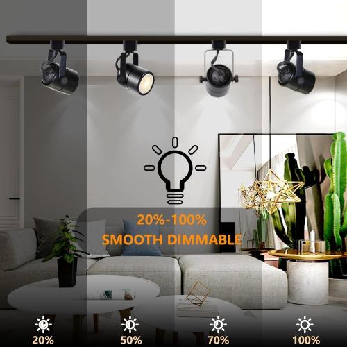Black Dimmable LED Track Lighting Heads Kit,3CCT 10W Track Lights Heads 3000K/4000K/6000K Adjustable with 6.56FT H-Type Track Light Rails 6PCS Ceiling Spotlight Fixture Replaceable GU10 Bulbs