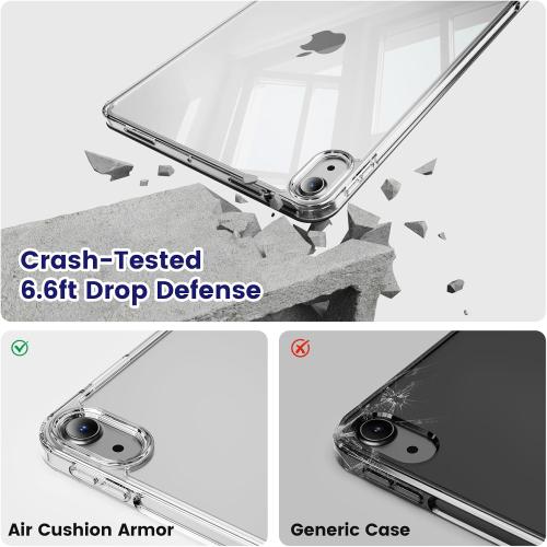 Case for iPad Air 11 inch M3/M2(2025/2024), iPad Air 5th/4th Generation (2022/2020) 10.9 inch with 2-in-1 Sliding Detachable Clear Cover, Protective Soft TPU Frame, Auto Wake/Sleep(Green)
