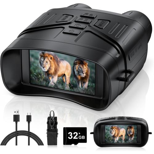 Night Vision Goggles, 4K Night Vision Binoculars for Adults with 5000mAh Battery, 3 HD Screen & 32GB Card for Hunting, Wildlife Observation, Security