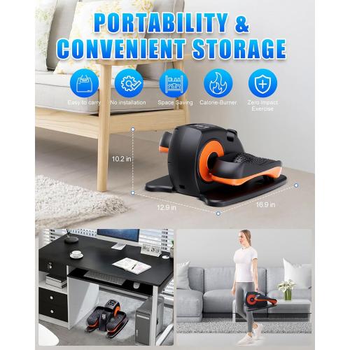 Putnen Under Desk Elliptical Machine, Electric Elliptical Leg Exerciser for Seniors with 12 Adjustable, Portable Quiet Elliptical Exercise Machine, Seated Pedal Exerciser with Remote Control