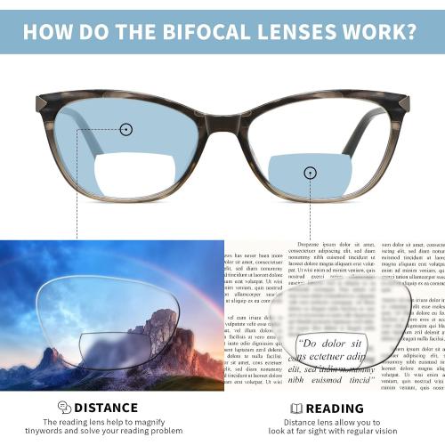 Bifocal Reading Glasses Women Cat Eye Blue Light Blocking Computer Reader Clear Top No Line Transition Ladies Eyewear
