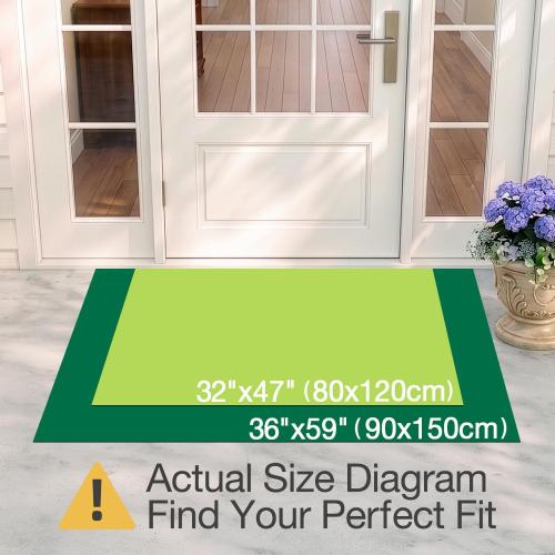 LUMI Outside Welcome Door Mat 32x47, Non-Slip Durable Rubber Easy Clean | Hello Print, Stain Resistant, Low-Profile Dirt Trapper Entrance Doormats, For Back Door Entryway Porch Garage