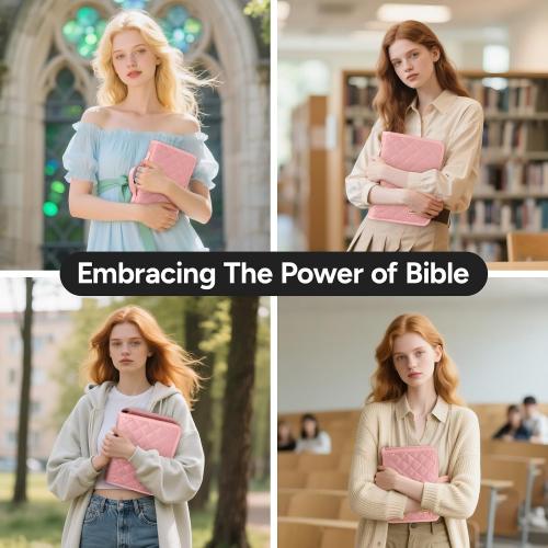 Adjustable Bible Cover with 75 Bible Tabs - Bible Cover Case for Women