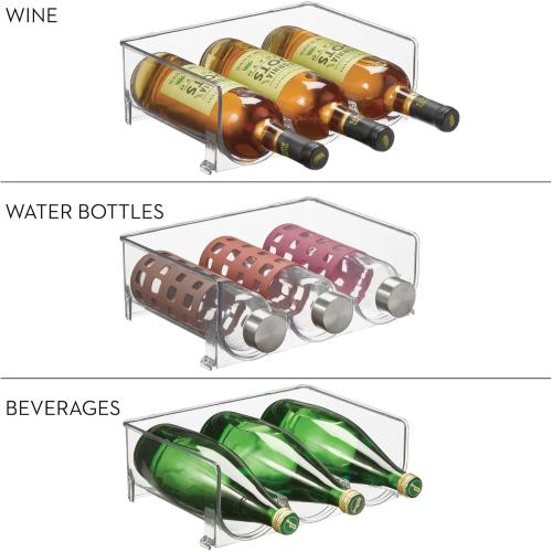 Set of 4 iDesign Stackable 3-Section Bottle Holder for Water, Soda, or Wine Bottles - Clear - Made in USA