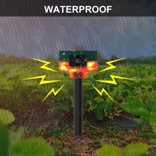 HULPPRE Solar Outdoor Motion Sensor Alarm-Dog Barking&Gunshot Sound,130db Loud Noise Maker,Support Recording,13 Kinds of Sound Strobe Light with USB,Say Goodbye to The Intruders