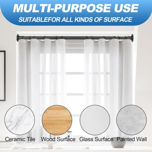 BLACK Shower Curtain Rod 31 to 104 Inch,1 Inch Diameter Adjustable Spring Tension Curtain Rod No Drilling Stainless Steel Telescoping Rod,No Rust