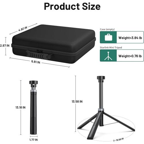 Starlink Mini Tripod Mount Stand, Portable Aluminum Adapter, Compatible with New and Old Starlink Mini Models (Travel Set with Carry Case)