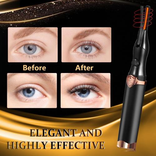 Heated Eyelash Curler - Fast Heat up in 8s - 3 Heat Modes with USB Rechargeable - Electric Eyelash Curler - Natural Curling 24 Hours Long Lasting, Anti-Burn Eyelid, Brown Black CC