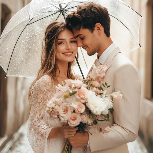 12 Pcs Wedding Umbrella Bulk,with J Hook Handle,Auto Open Stick Clear Umbrellas,Large Windproof Bubble Umbrella for Wedding Party, Birthday, Outdoor Interactive, Photography