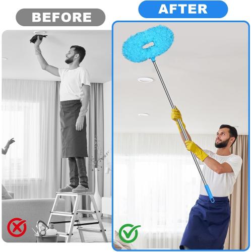 Storystore Ceiling Fan Cleaner Duster - Adjustable Duster with Extension Pole,Dusters for Cleaning Fan Blade, Walls and Cobweb (Blue)