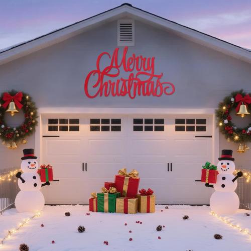 Moxweyeni Large Metal Merry Christmas Wall Sign Merry Christmas Word Decor Rustic Xmas Metal Letters Decorative Hanging Wall Sign Outdoor Decor Living Room Kitchen Yard Xmas Party(35 Inches)