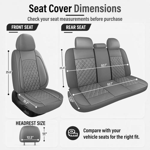 HChengkikz Car Seat Cover, Waterproof Nappa Leather (Gray)
