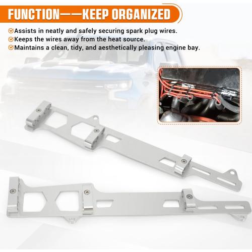 Linear Spark Plug Wire Looms Holders Brackets 4 Wire Compatible with Chevy Small Block SBC Engine (silver)