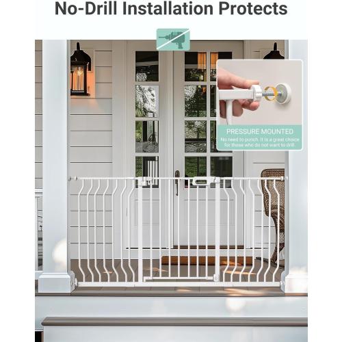 Mom's Choice GROWNSY Baby Gate, 57-62 Auto-Close Dog Gate for Stairs & Doorways, Pressure-Mounted Easy Install Baby Gate - No Drill, Walk Through, Safe & Durable