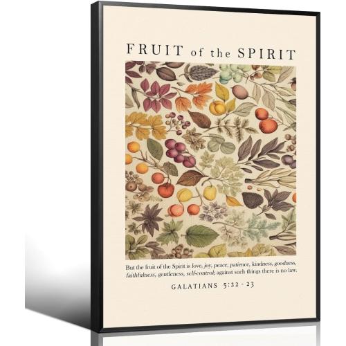 Fruit of The Spirit Canvas Wall Art, Christian Bible Verse Poster, Galatians 5:22-23 Love Joy Peace Patience Scripture Print, Religious Biblical Spiritual Artwork for Prayer 8x12in Unframed
